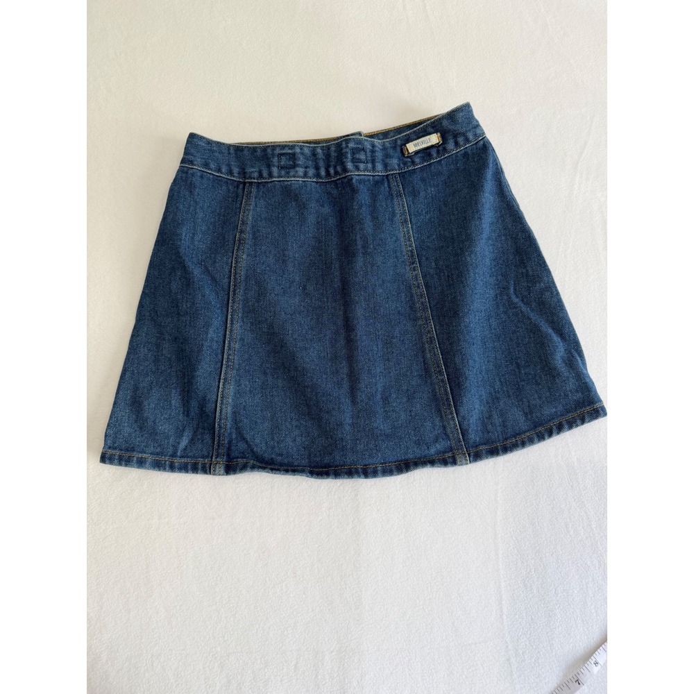 Melville Denim Mini Skirt Women 25 Blue Button Front A-Line Classic Preppy Boho - Picture 5 of 8